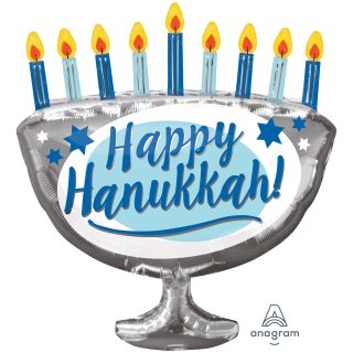 Anagram Happy Hanukkah Menorah SuperShape Foil Balloons 26"/66cm x 29"/73cm P30