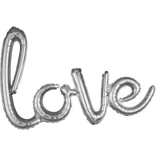 Anagram "Love" Script Phrase Silver Foil Balloons 31"/78cm x 21"/53cm G40