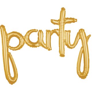 Anagram "Party" Script Phrase Gold Foil Balloons 39"/99cm x 31"/78cm G40