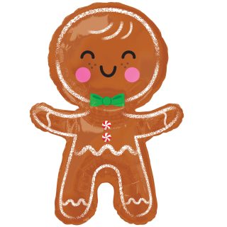 Anagram Happy Gingerbread Man SuperShape XL Foil Balloons 22"/55cm w x 31"/78cm h P30
