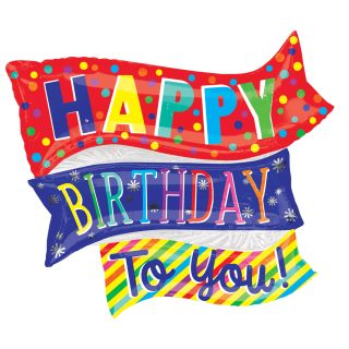 Anagram Happy Birthday To You Fun Flags SuperShape Foil Balloons 32"/81cm x 27"/68cm P35
