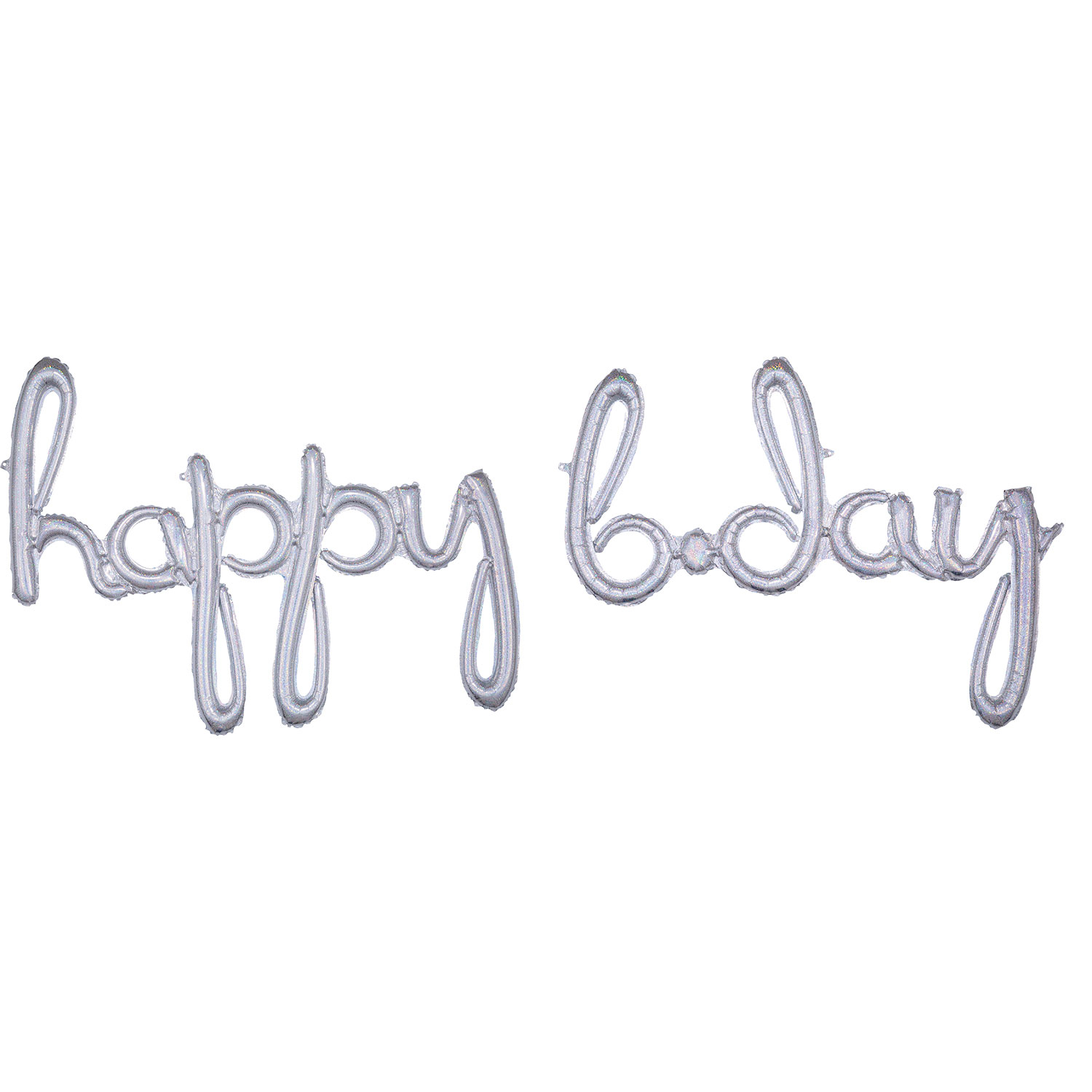 Anagram "Happy Bday" Silver Holographic Script Phrase Foil Balloons P70