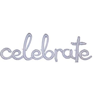 Anagram "Celebrate" Holographic Script Phrase Foil Balloons 59"/149cm w x 20"/50cm h P70