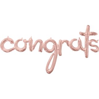 Anagram "Congrats" Rose Gold Script Phrase Foil Balloons 56"/142cm w x 28"/71cm h G50