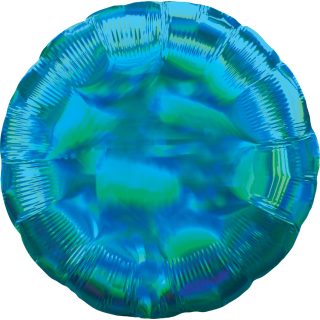 Anagram Cyan Iridescent Circle Standard HX Unpackaged Foil Balloons S40