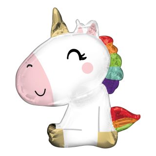 Anagram Sitting Unicorn SuperShape Foil Balloons 27"/68cm w x 29"/73cm h P35