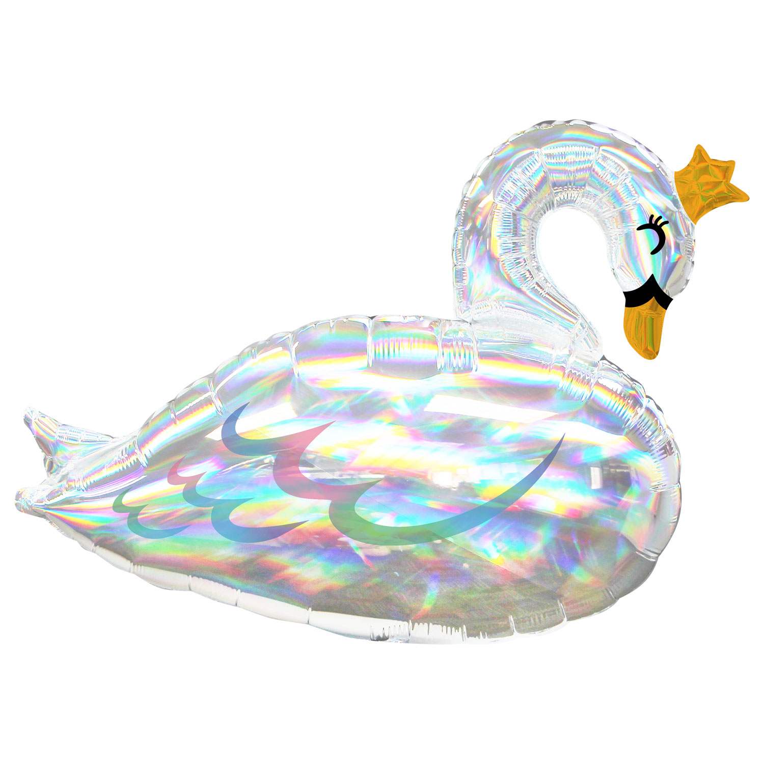 Anagram Swan Holographic Iridescent SuperShape Foil Balloons 29"/73cm w x 22"/55cm h P40