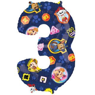 Anagram 26″ L27 Paw Patrol Number 3 Shape Pkt - 4213701