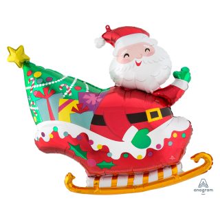 Anagram Santa's Sleigh SuperShape XL Foil Balloons 30"/76cm x 27"/71cm P35