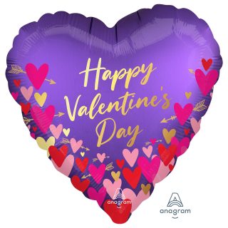 Anagram Happy Valentine's Day Hearts & Arrows Satin Luxe Standard HX Foil Balloons S40