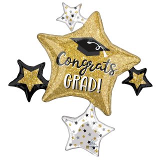 Hello Grad Sparkle Cluster SuperShape Foil Balloons 23"/58cm x 23"/58cm P40