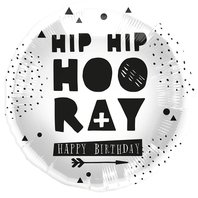 Birthday Hip Hip Hooray Black/White - 18" - 67908