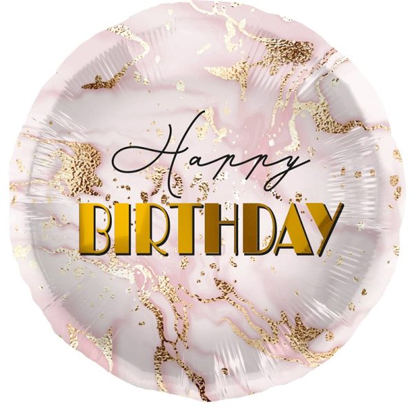 Birthday Marble Pink/Gold Foil Balloon - 18" - 67916