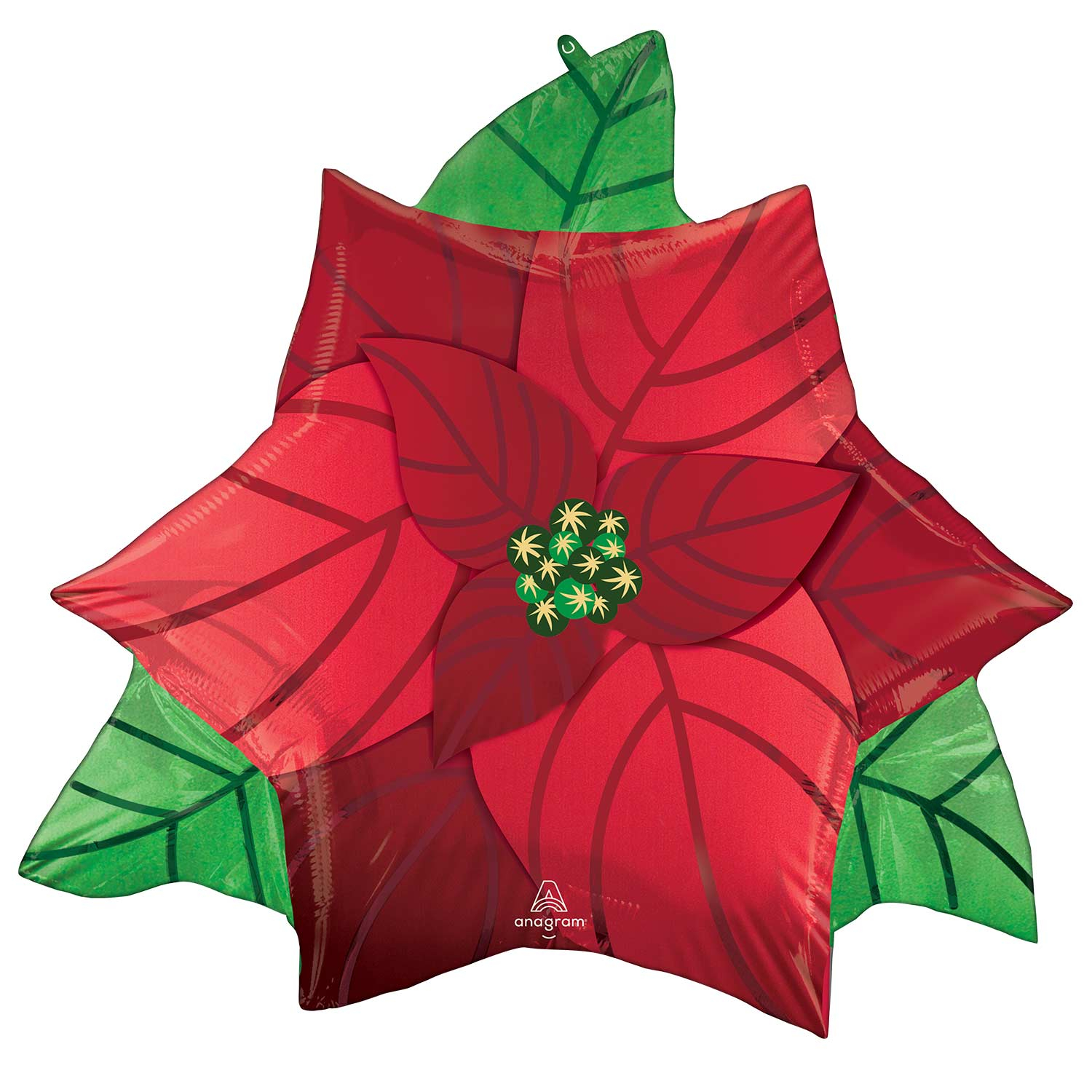 Anagram Poinsettia SuperShape Foil Balloons 26"/66cm w x 24"/60cm h P30