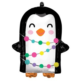 Anagram Bright Holiday Penguin Standard Shape Foil Balloons 15"/38cm w x 18"/45cm h S50