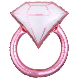 Anagram Blush Wedding Ring SuperShape XL Foil Balloons 24"/60cm w x 30"/76cm h P35
