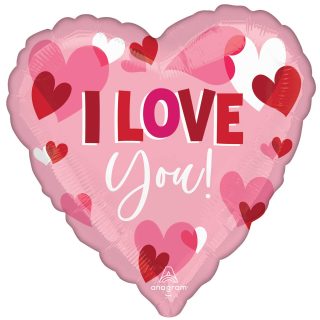 Anagram I Love You Playful Hearts Jumbo Satin Luxe Foil Balloons 28"/71cm w x 28"/71cm h P32