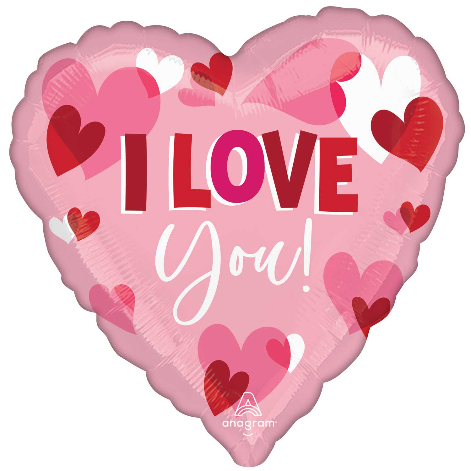 Anagram I Love You Playful Hearts Jumbo Satin Luxe Foil Balloons 28"/71cm w x 28"/71cm h P32