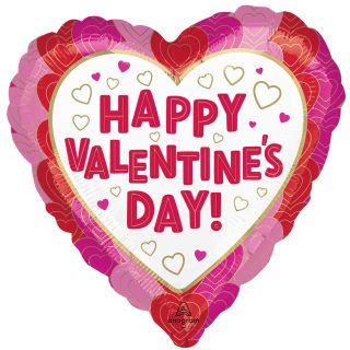 Anagram Happy Valentine's Day Wrapped in Hearts Standard Foil Balloons S40