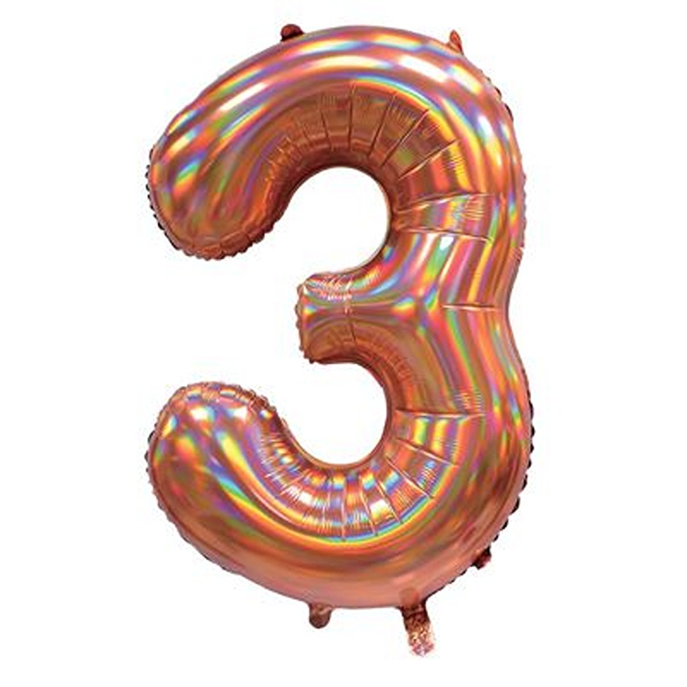 SENSATIONS - 30'' Iridescent Rose Gold Number 3 - BLRF-NBRG303