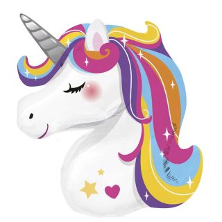 Bright Rainbow Unicorn Large Shape Foil Balloons 70cm x 78cm P35 - 9916533