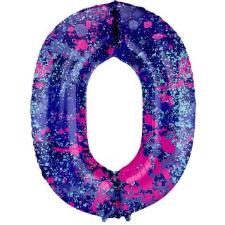 Foil Balloon Paint Splash Number 0 - 34" - 63900