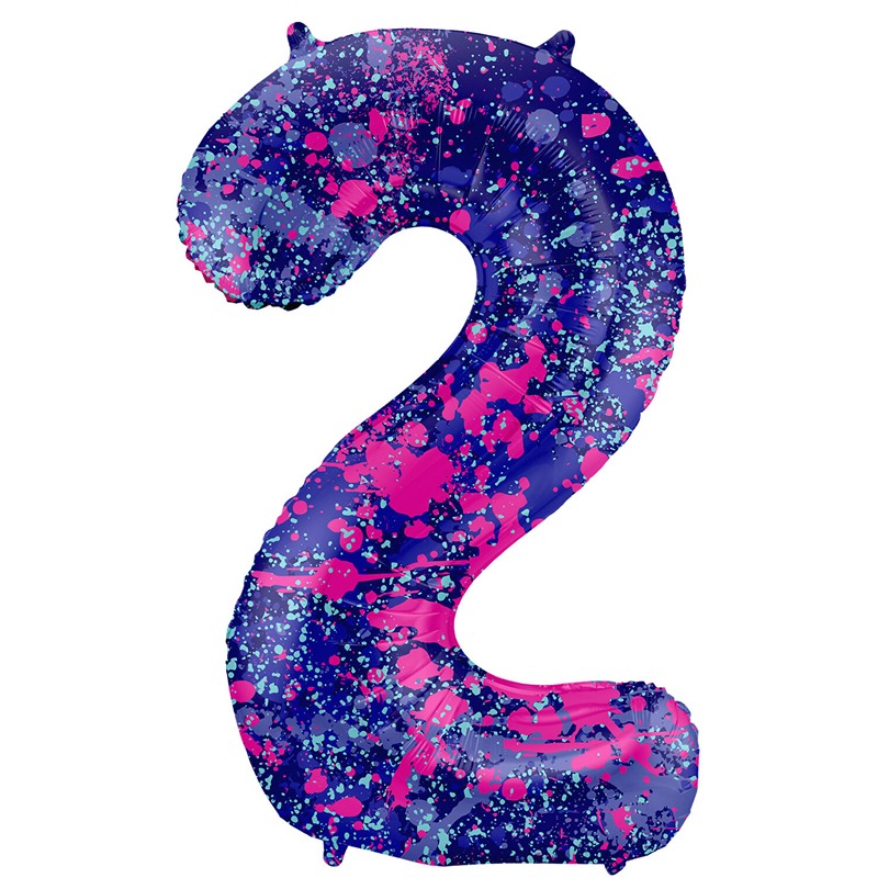 Foil Balloon Paint Splash Number 2 - 34" - 63902