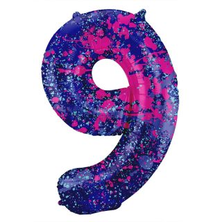 Foil Balloon Paint Splash Number 9 - 34" - 63909