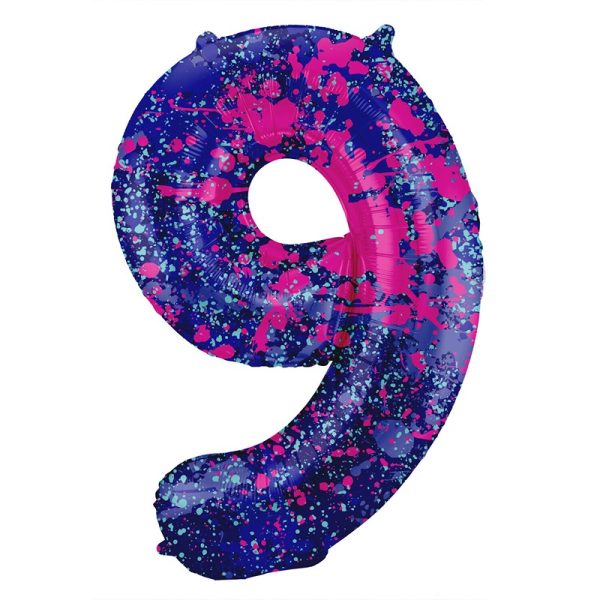 Foil Balloon Paint Splash Number 9 - 34" - 63909