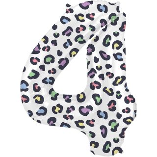 Foil Balloon Bright Panther Number 4 - 34" - 63914