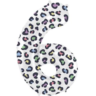 Foil Balloon Bright Panther Number 6 - 34" - 63916