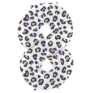 Foil Balloon Bright Panther Number 8 - 34" - 63918