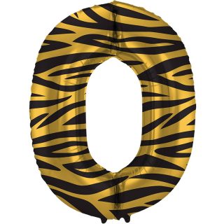 Foil Balloon Number 0 Tiger Chic - 34" - 64160