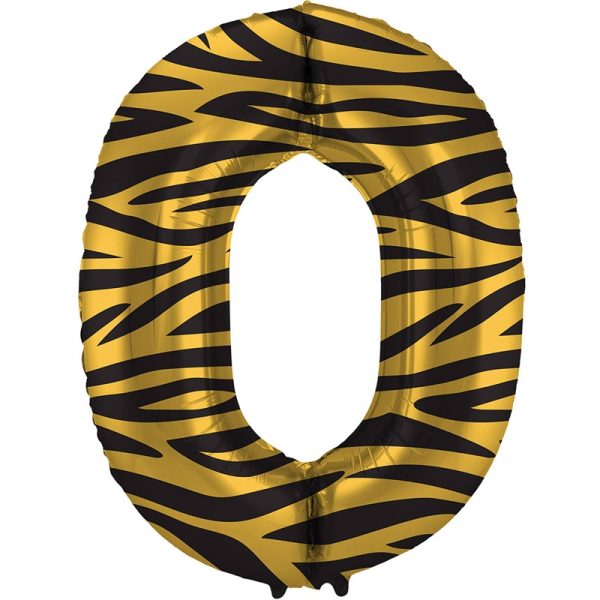 Foil Balloon Number 0 Tiger Chic - 34" - 64160