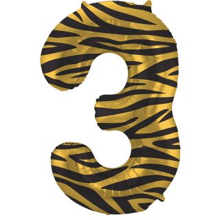 Foil Balloon Number 3 Tiger Chic - 34" - 64163