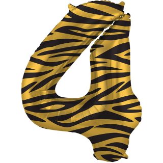 Foil Balloon Number 4 Tiger Chic - 34" - 64164