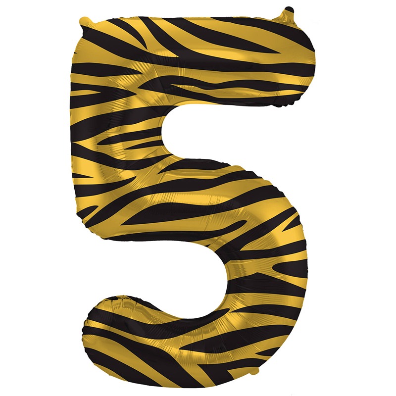 Foil Balloon Number 5 Tiger Chic - 34" - 64165