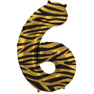 Foil Balloon Number 6 Tiger Chic - 34" - 64166