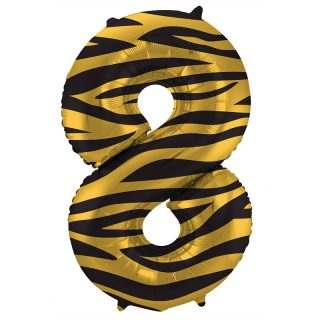 Foil Balloon Number 8 Tiger Chic - 86 cm - 64168