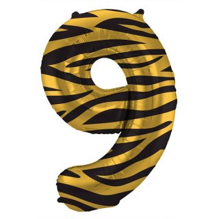 Foil Balloon Number 9 Tiger Chic - 34" - 64169