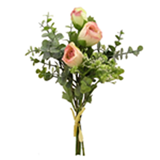 34cm ROSE GYP AND EUCALYPTUS BUNDLE WITH FOLIAGE PINK/GREEN - 892444