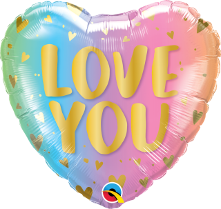 18" HEART 01CT - LOVE YOU PASTEL OMBRE & HEARTS