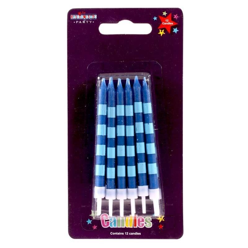 Straight Stripes Candles Blues - Pack of 6