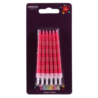 Straight Stripes Candles Pinks - Pack of 6
