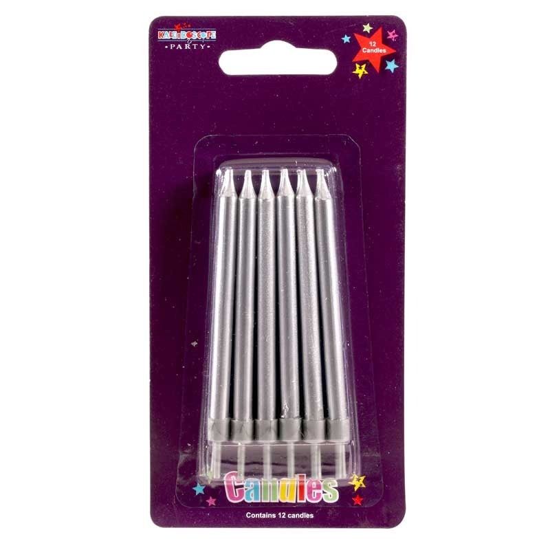 Straight Candles Silver - Pack of 6