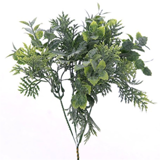 22cm PLASTIC FERN AND LEAF PICK GREEN X 6pcs - 872903