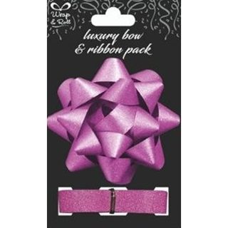 Eurowrap - Pink Star Bow & Ribbon - 4" - 24150-B-B
