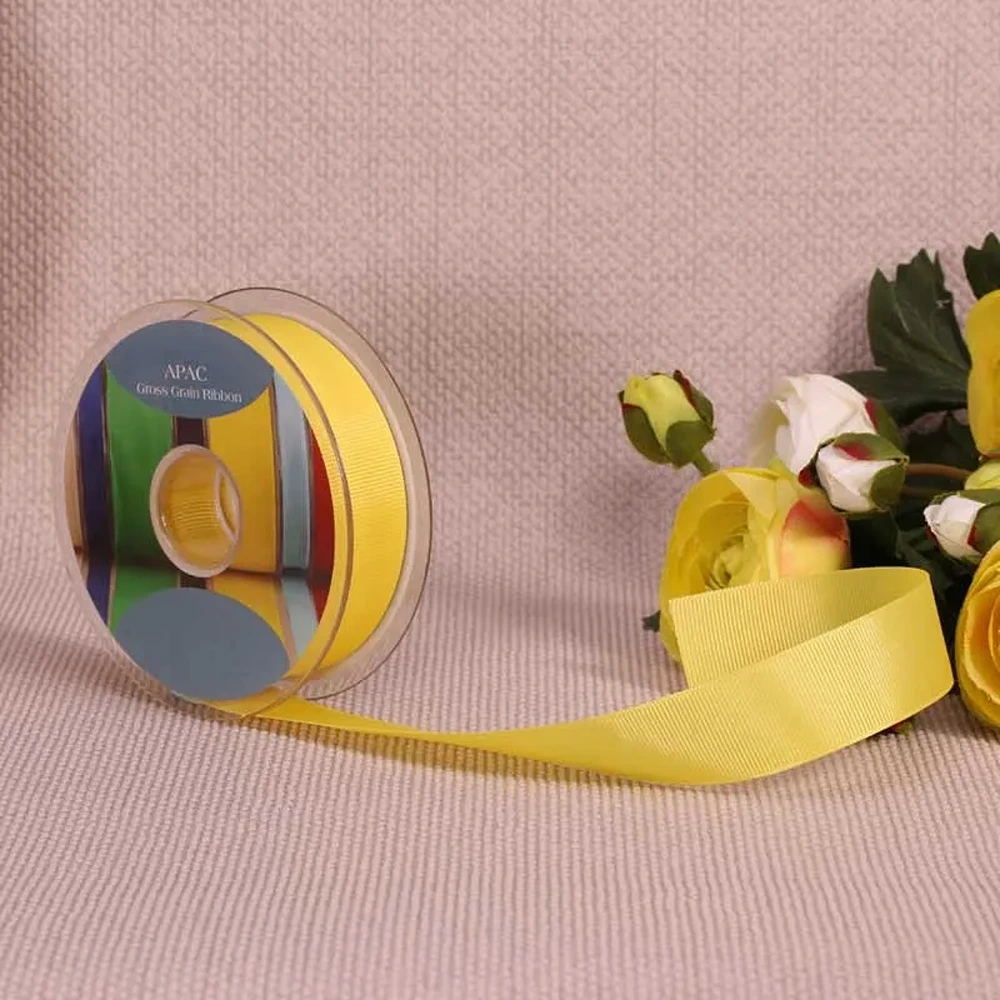 APAC Yellow Grosgrain Ribbon 25mm x 20m