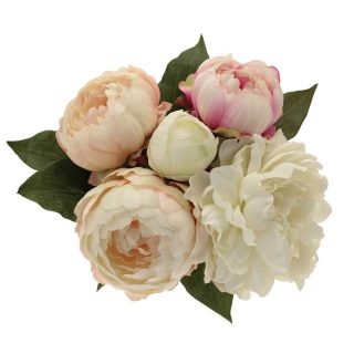 Peony Bouquet x 5 Cream/ Pink