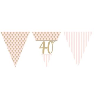 Pink Chic Age 40 Flag Bunting Metallic Print - M326